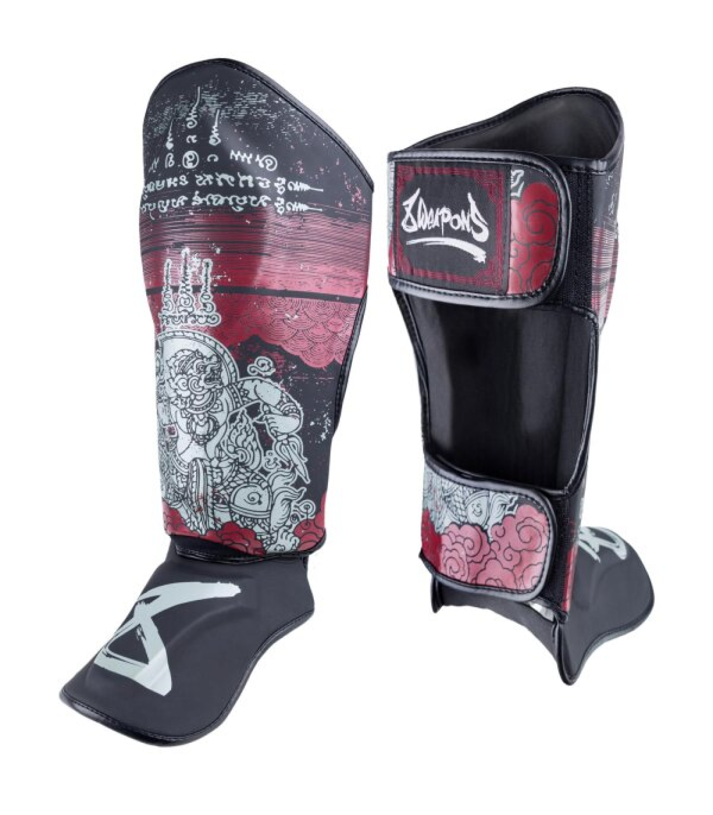 Протектори за крака - 8 WEAPONS Shin Guards Hanuman Yant - Black/Red